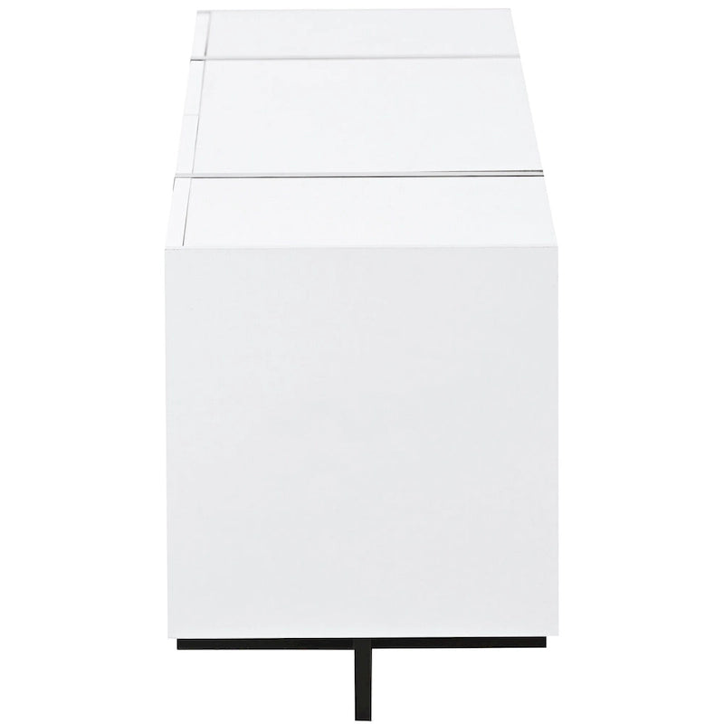 White 74 TV Stand with High Gloss & Storage for TVs Up to 80