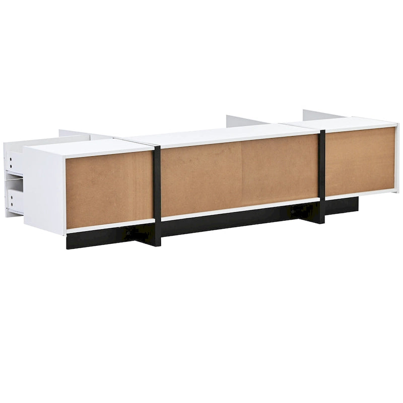 White 74 TV Stand with High Gloss & Storage for TVs Up to 80