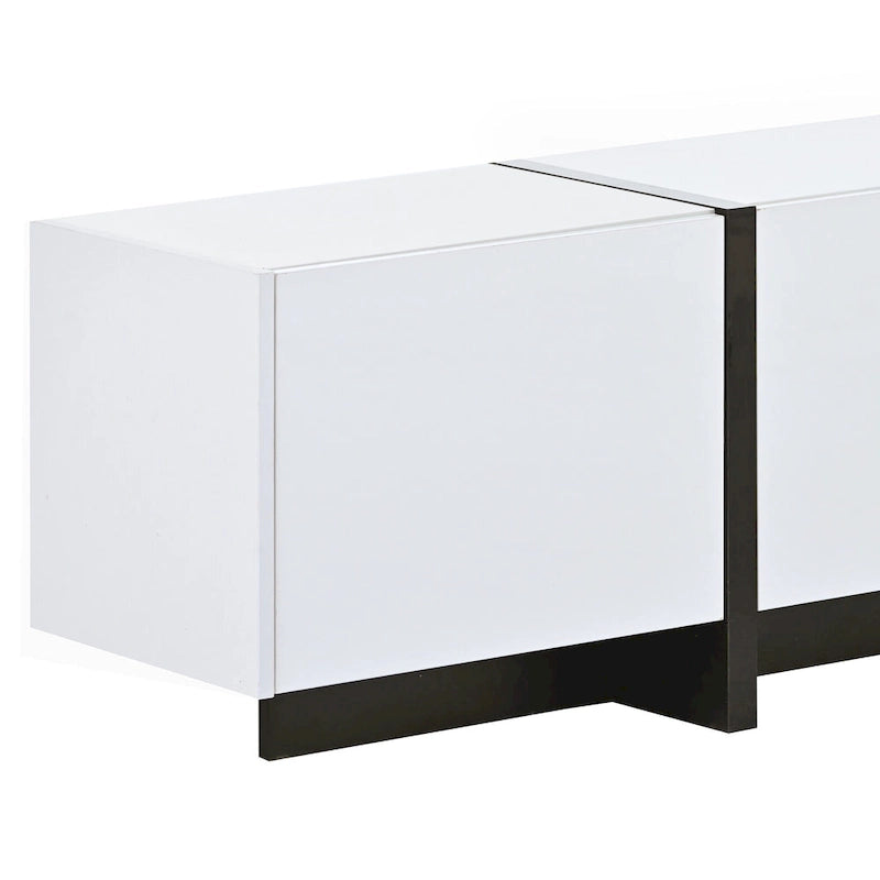 White 74 TV Stand with High Gloss & Storage for TVs Up to 80
