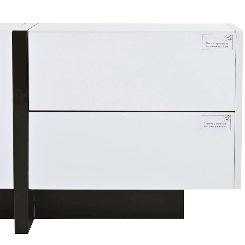 White 74 TV Stand with High Gloss & Storage for TVs Up to 80
