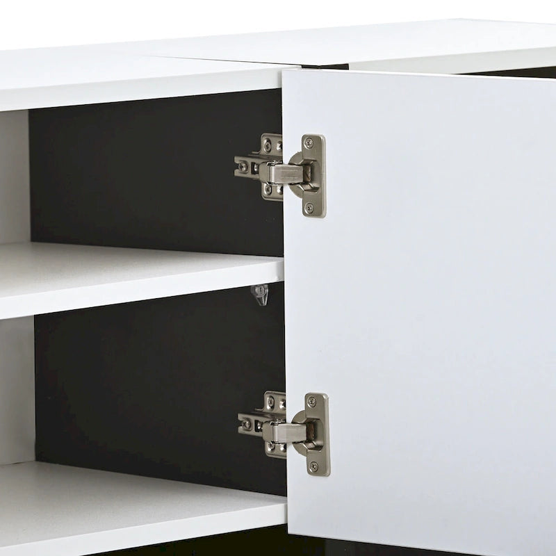 White 74 TV Stand with High Gloss & Storage for TVs Up to 80