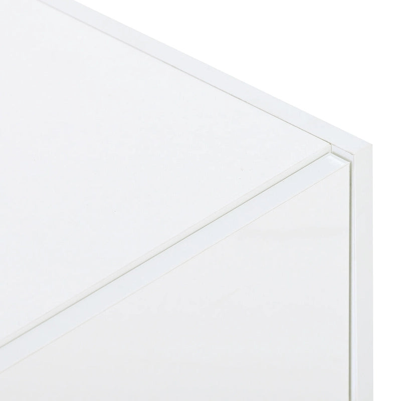 White 74 TV Stand with High Gloss & Storage for TVs Up to 80