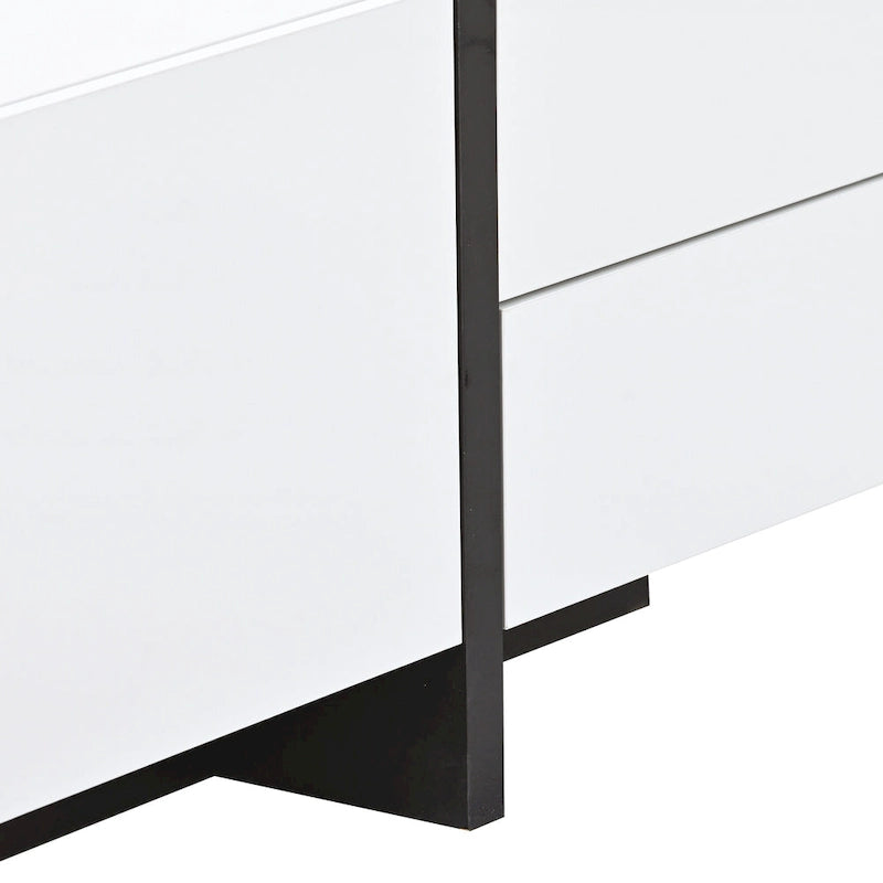 White 74 TV Stand with High Gloss & Storage for TVs Up to 80