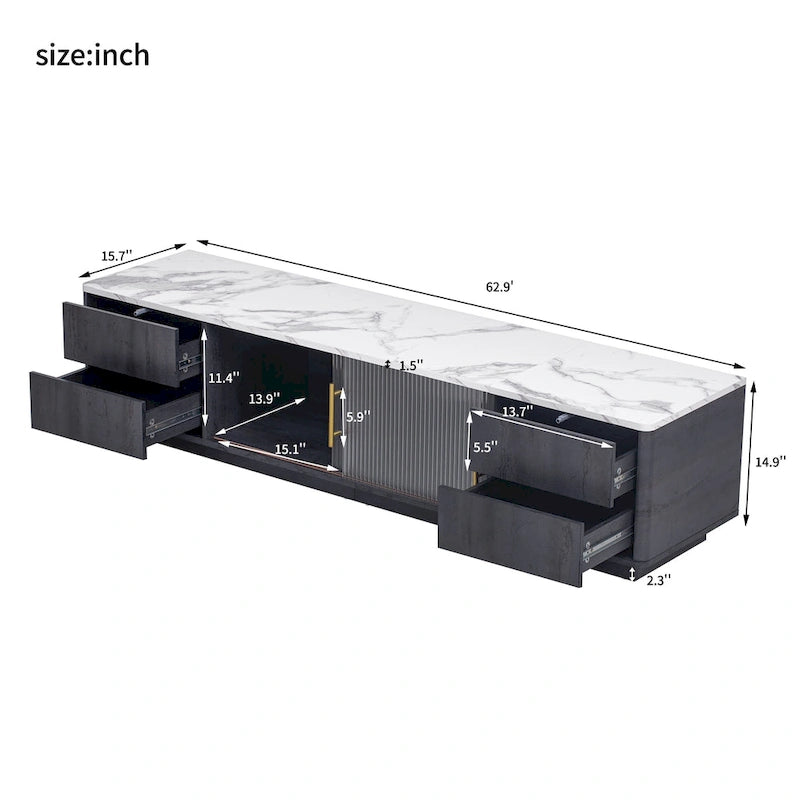 62.9 TV Stand with 4 Drawers and Large Storage Cabinet for TVs Up to 70
