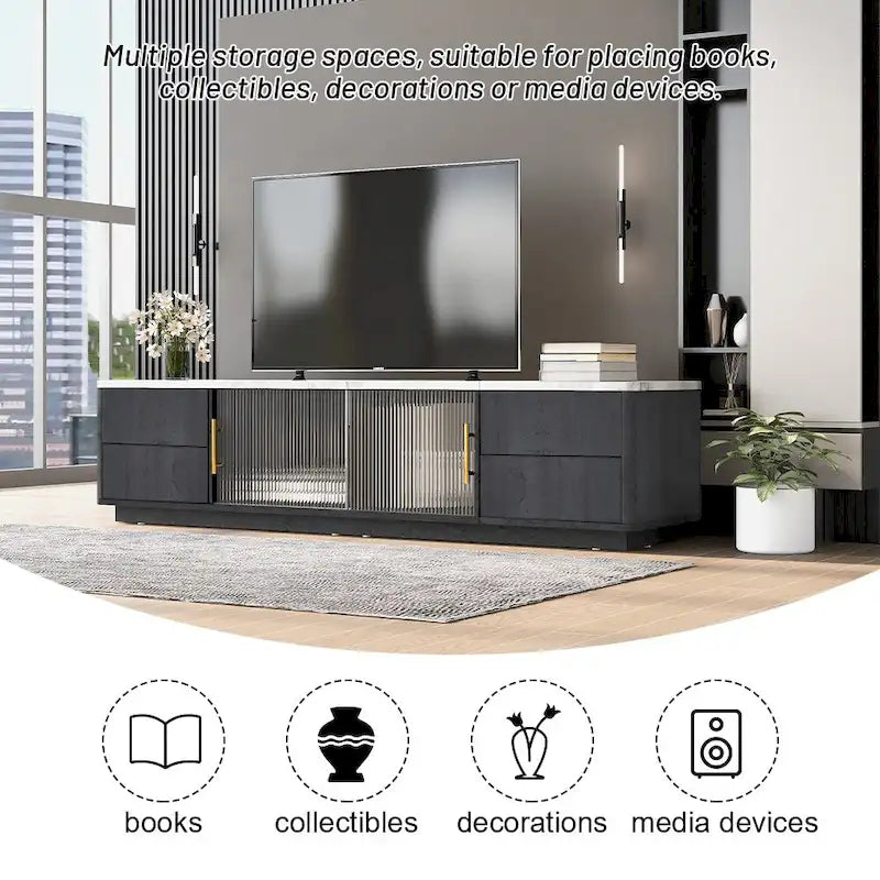 62.9 TV Stand with 4 Drawers and Large Storage Cabinet for TVs Up to 70