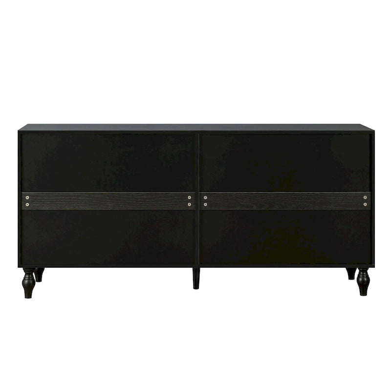 62.99 Accent TV Stand Cabinet with Carved Pattern Door, Storage Shelf, and Solid Wood Leg for Living Room