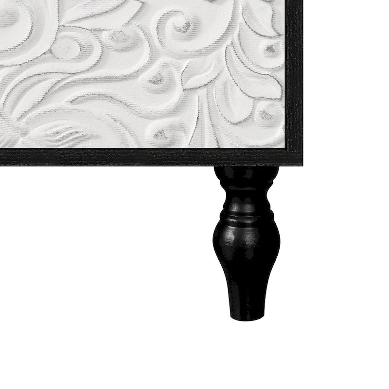 62.99 Accent TV Stand Cabinet with Carved Pattern Door, Storage Shelf, and Solid Wood Leg for Living Room