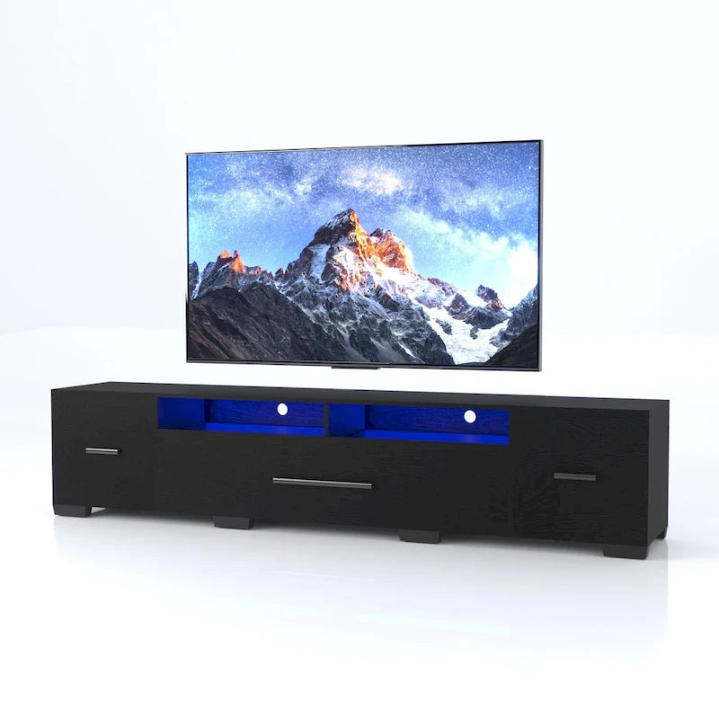 Black 83 TV Console with RGB Lights & Storage for TVs Up to 80
