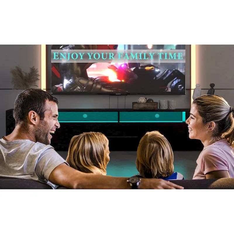 Black 83 TV Console with RGB Lights & Storage for TVs Up to 80