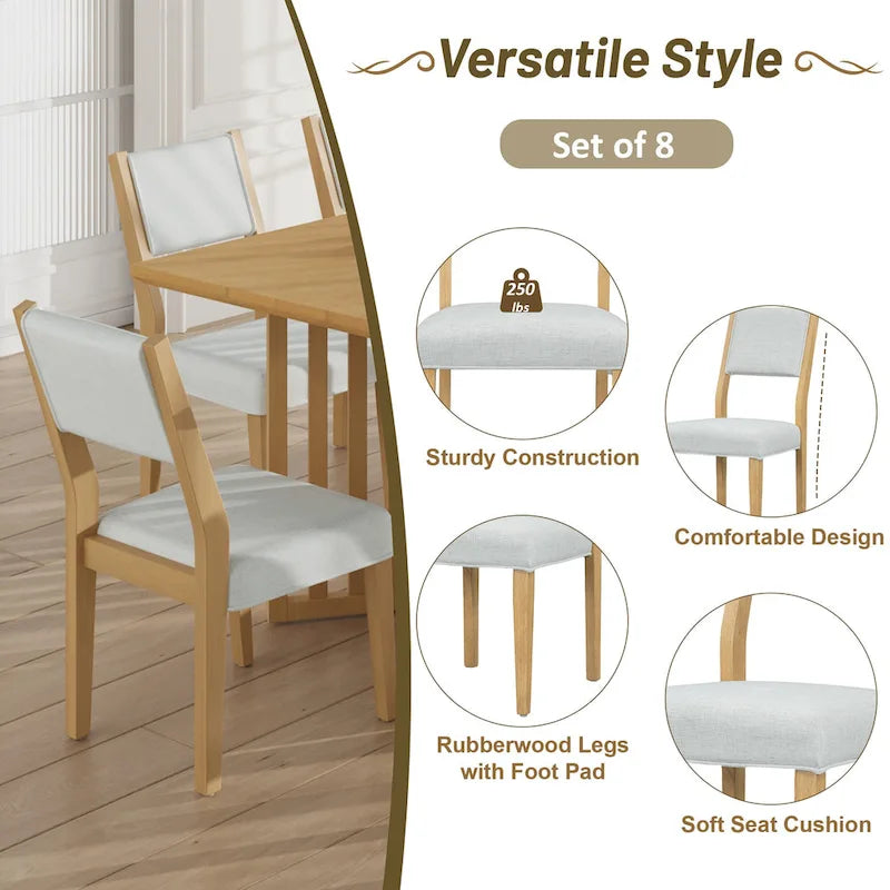 9-Piece Farmhouse Dining Set with Extendable Table & 8 Chairs