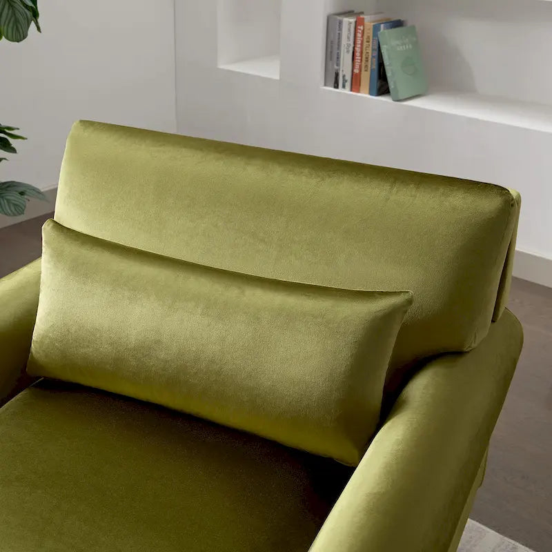 Modern 37.8 Velvet Accent chair with Ergonomic Lumbar Support and Vintage Roman Column Legs