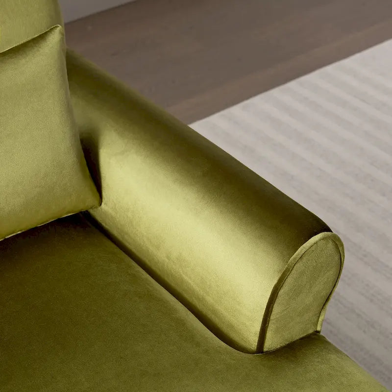 Modern 37.8 Velvet Accent chair with Ergonomic Lumbar Support and Vintage Roman Column Legs