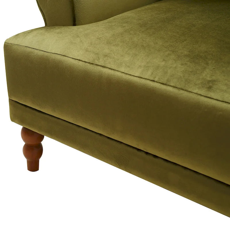 Modern 37.8 Velvet Accent chair with Ergonomic Lumbar Support and Vintage Roman Column Legs