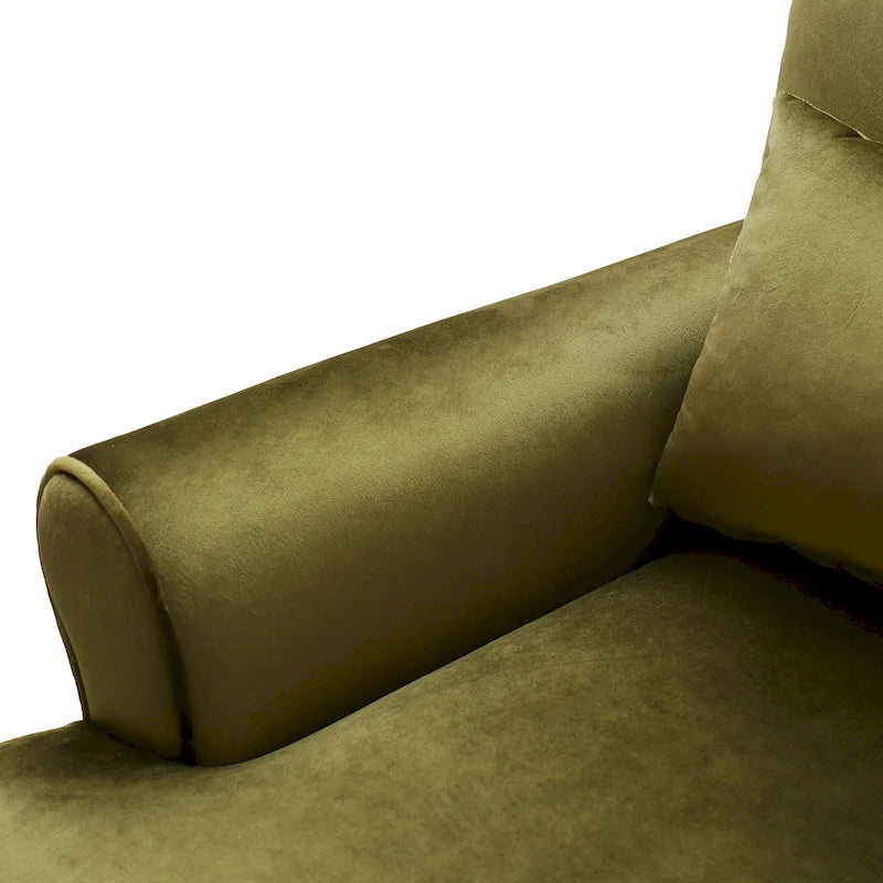 Modern 37.8 Velvet Accent chair with Ergonomic Lumbar Support and Vintage Roman Column Legs