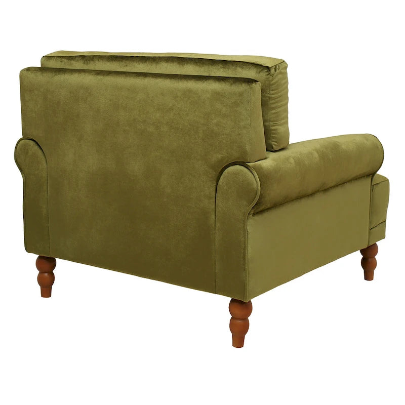 Modern 37.8 Velvet Accent chair with Ergonomic Lumbar Support and Vintage Roman Column Legs