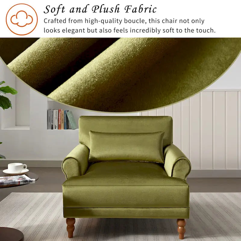Modern 37.8 Velvet Accent chair with Ergonomic Lumbar Support and Vintage Roman Column Legs