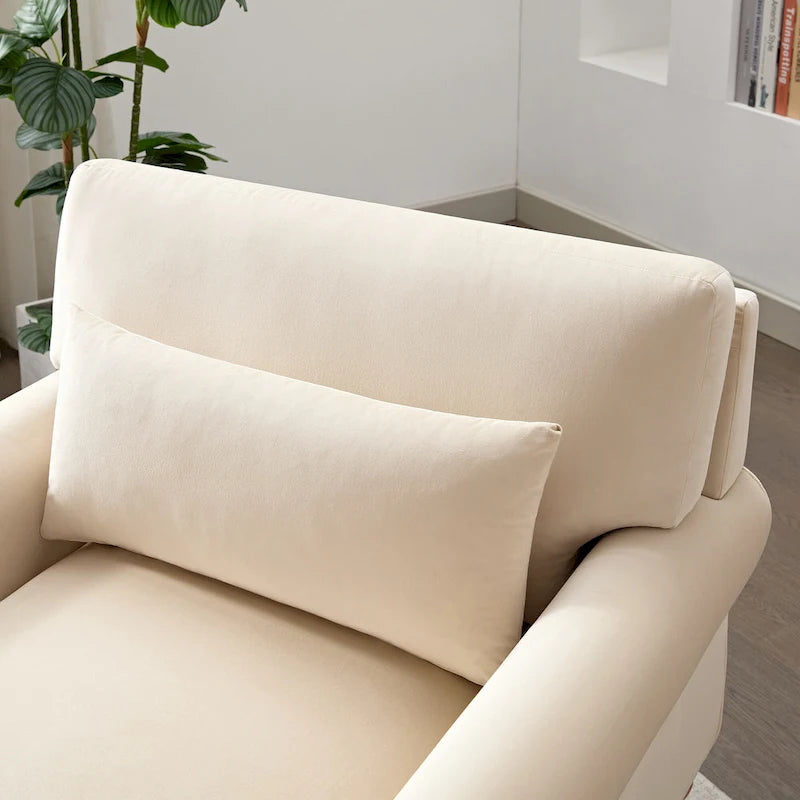 Modern 37.8 Velvet Accent chair with Ergonomic Lumbar Support and Vintage Roman Column Legs