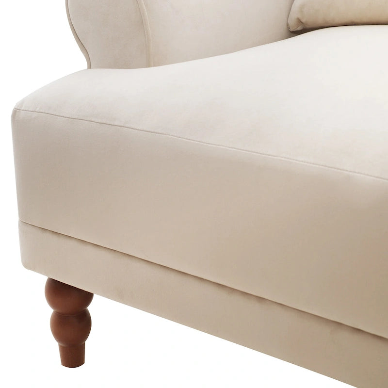 Modern 37.8 Velvet Accent chair with Ergonomic Lumbar Support and Vintage Roman Column Legs