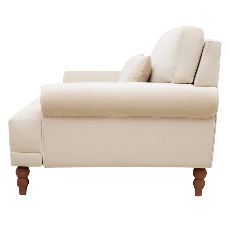 Modern 37.8 Velvet Accent chair with Ergonomic Lumbar Support and Vintage Roman Column Legs