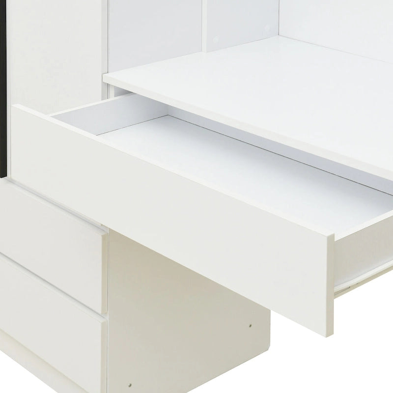 3-Door Wooden Storage Desk Wardrobe for Bedroom with Shelves and 3 Drawers