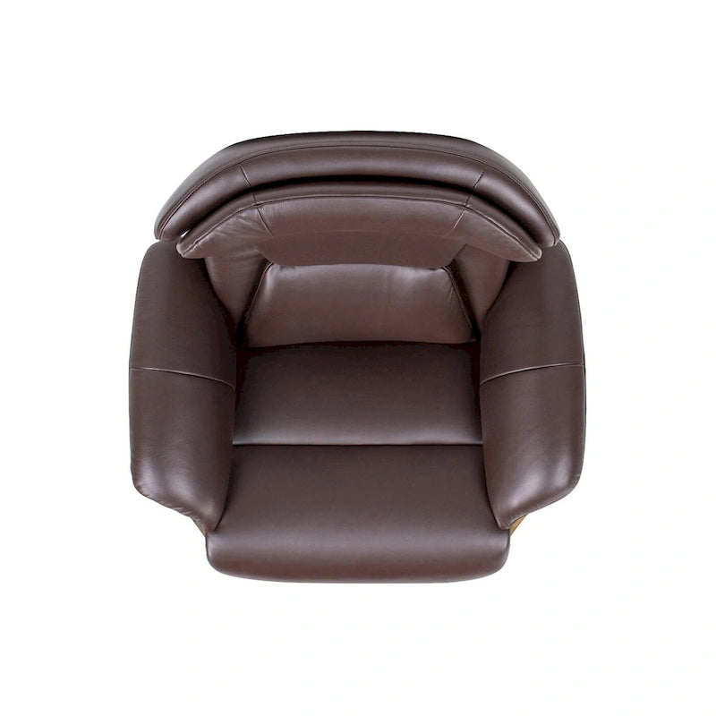 Jovan 31.5 Curved Wood Genuine Leather Recliner Lounge Chair