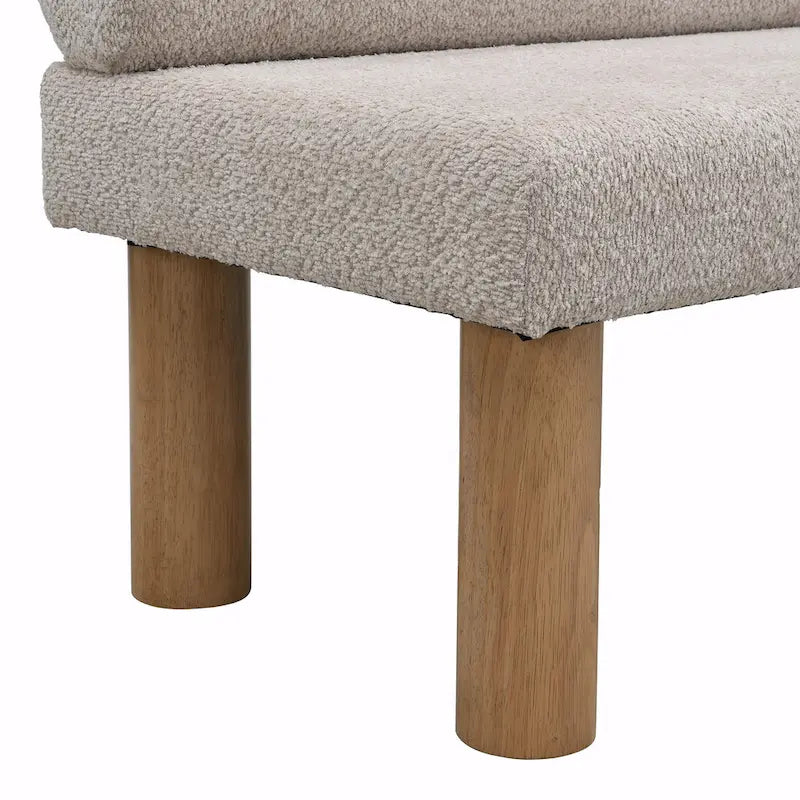 Boucle Fabric Dining Bench - Rubber Wood Legs