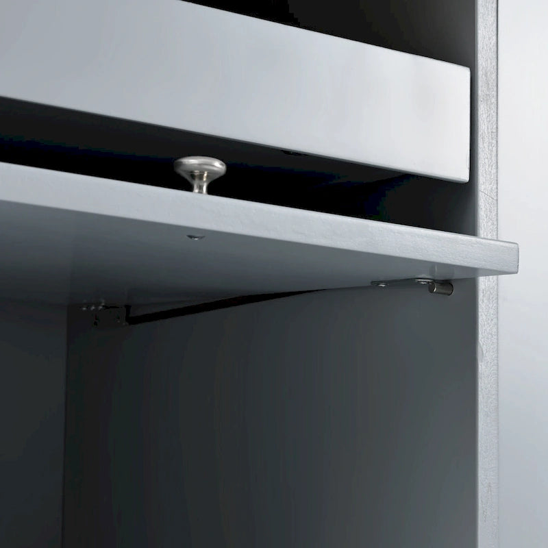 LED Light Kitchen Island Cart, Drop Leaf Breakfast Bar on Wheels, Bar Cabinet with 2 Drawers, 2 Glass Doors & 1 Flip Cabinet