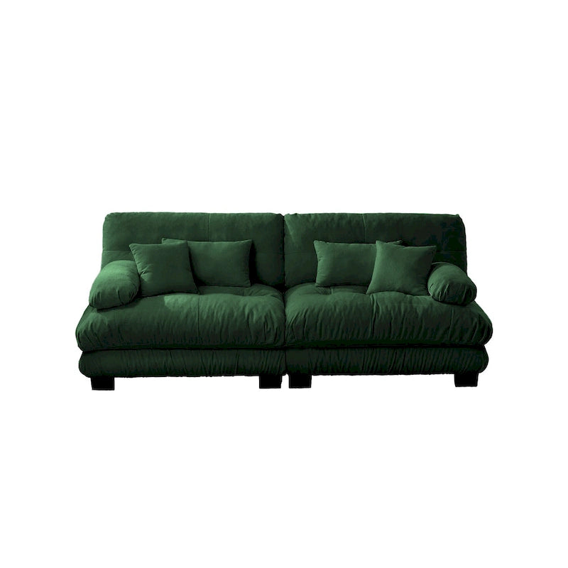 Cloud Couch 2 Seater Sofa for Living Room, Chenille 2 - Seat sofa with 2 Lumbar pillows and 2 throw pillows,Chenille Green