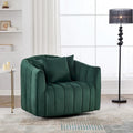 Oversized 360 Swivel Accent Barrel Chair and Half Cozy Sofa with 3 Pillows,Velvet Channel Tufted Pumpkin-Shape Club Armchair