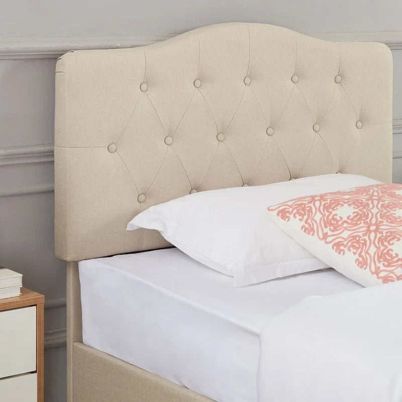 VECELO Tufted Upholstered Bed Frames With Adjustable Headboard