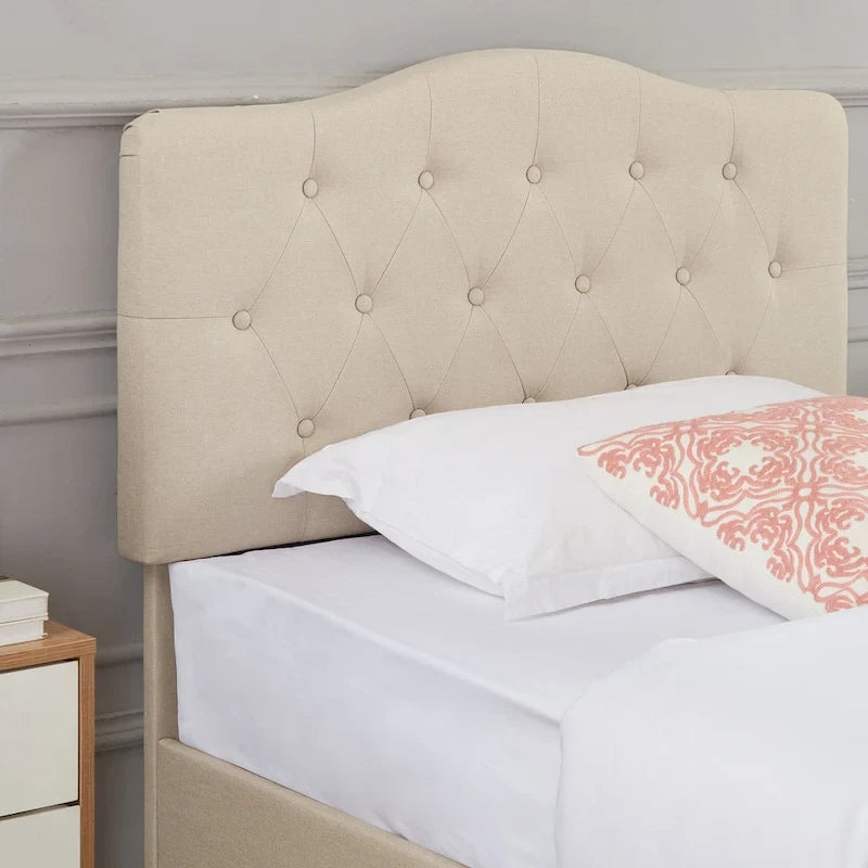 VECELO Tufted Upholstered Bed Frames With Adjustable Headboard