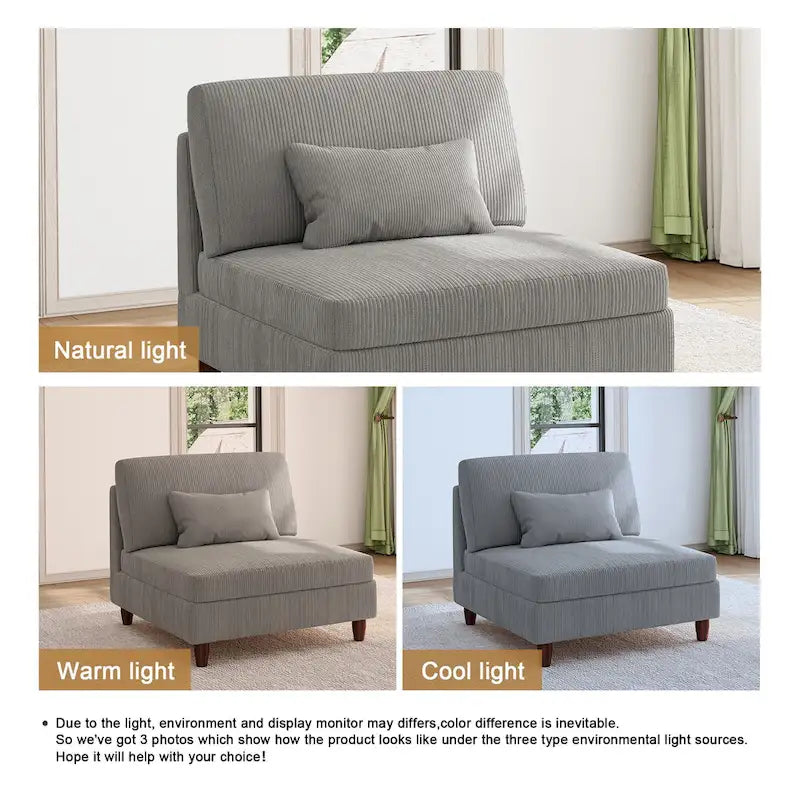 Corduroy Armless Chair Accent Chair Sofa