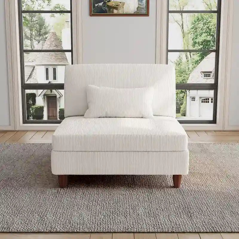 Corduroy Armless Chair Accent Chair Sofa