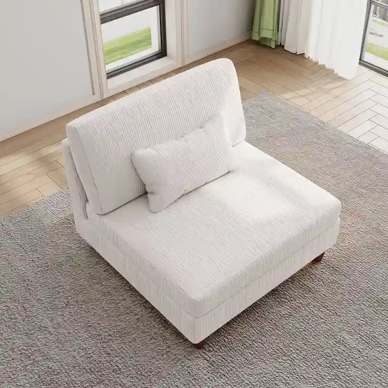 Corduroy Armless Chair Accent Chair Sofa