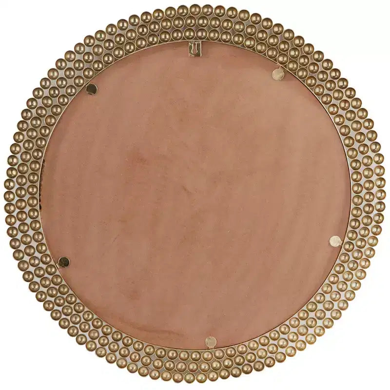 Miroir Mural Rond en Métal avec Détails Perles