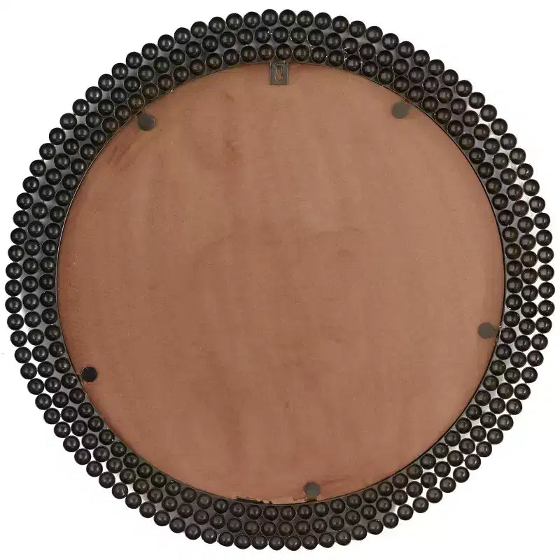 Miroir Mural Rond en Métal avec Détails Perles
