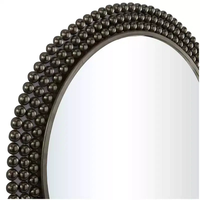 Miroir Mural Rond en Métal avec Détails Perles
