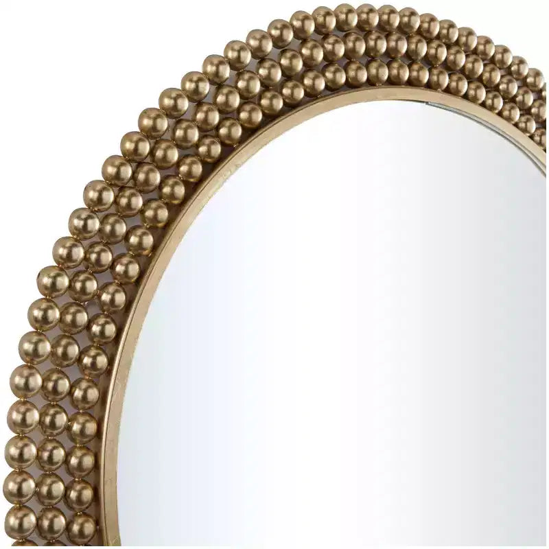 Miroir Mural Rond en Métal avec Détails Perles