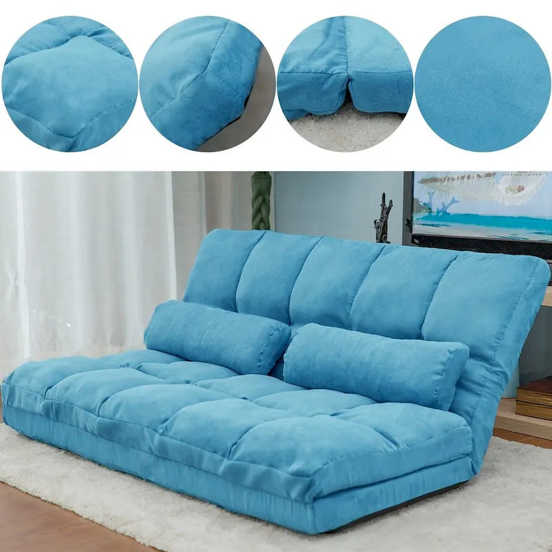Chaise Lounge Sofa Floor Couch with Two Pillows