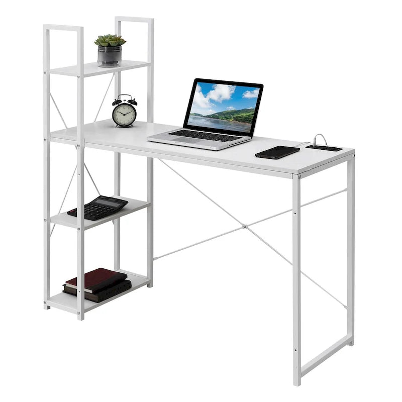 Convenience Concepts Designs2Go Office Workstation with Charging Station and Shelves