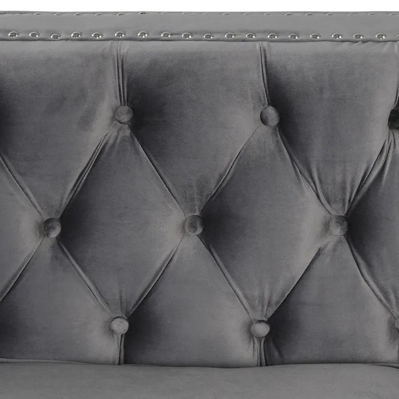 Morden Fort Modern 2 Pieces of Loveseat and Sofa Couch Set with Dutch Velvet Beige, Iron Legs