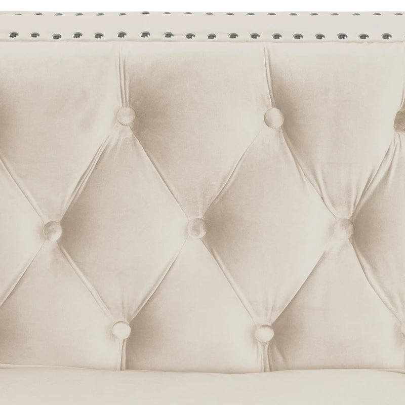 Morden Fort Modern 2 Pieces of Loveseat and Sofa Couch Set with Dutch Velvet Beige, Iron Legs