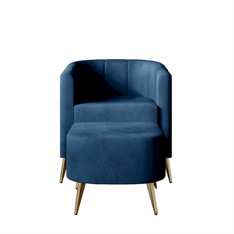 CraftPorch Modern Soft Velvet Upholstered Accent Chair with Ottoman