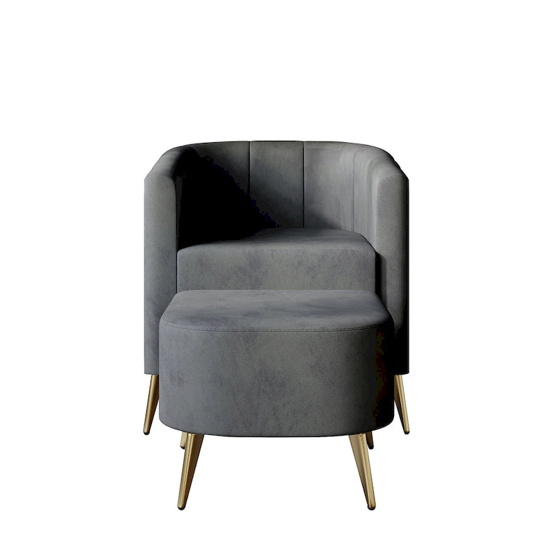 CraftPorch Modern Soft Velvet Upholstered Accent Chair with Ottoman