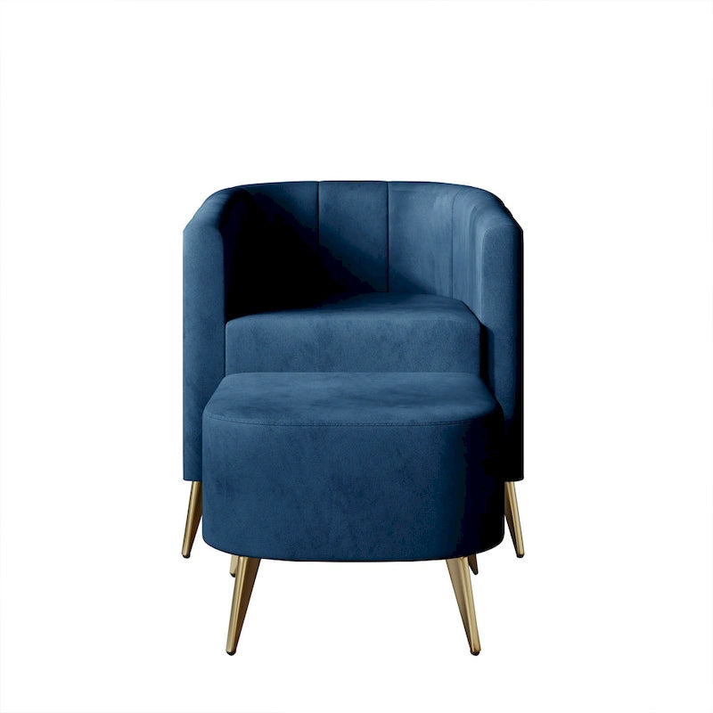CraftPorch Modern Soft Velvet Upholstered Accent Chair with Ottoman