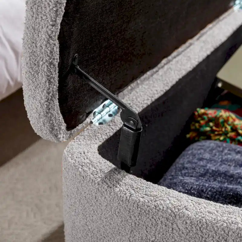 Faux Fur Entryway Bench Padded with Storage