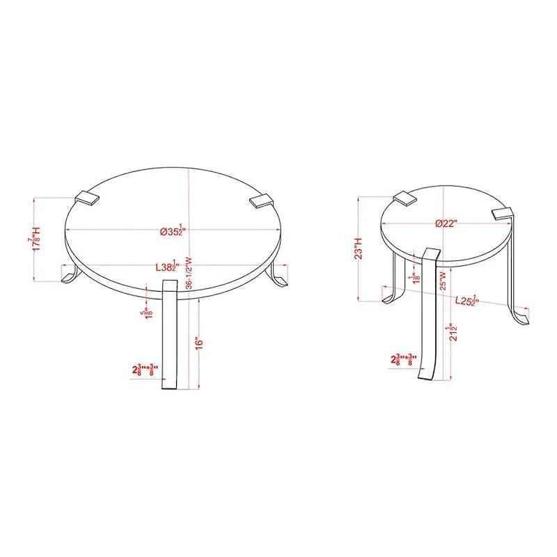 Moril Transitional 41-inch Steel Round 3-Piece Coffee Table and Side Tables Set by Furniture of America