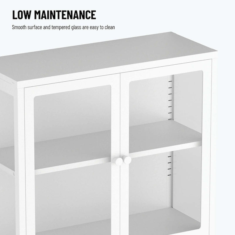 our Glass Door Storage Cabinet with Adjustable Shelves