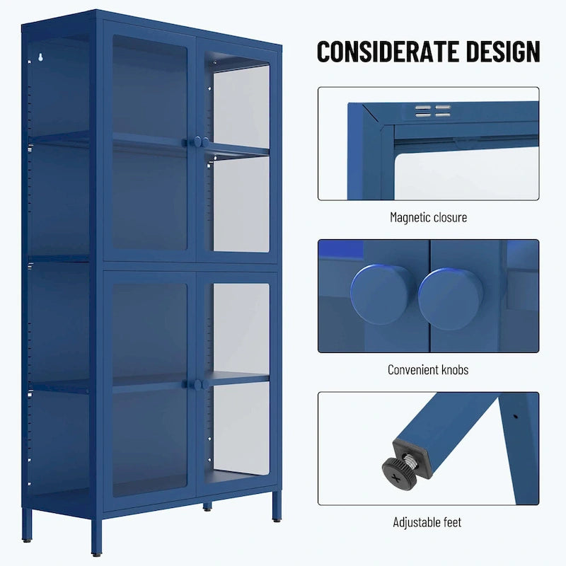 our Glass Door Storage Cabinet with Adjustable Shelves