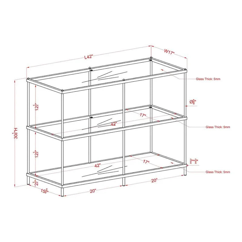 Scoles Contemporary 42-inch Glass 2-Shelf Sofa Table by Furniture of America